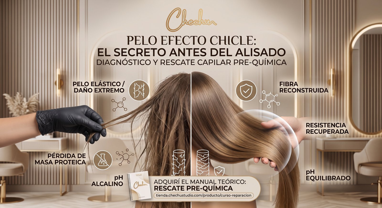 Curso de reparacion capilar previa al alisado manual teorico Chechu Studio